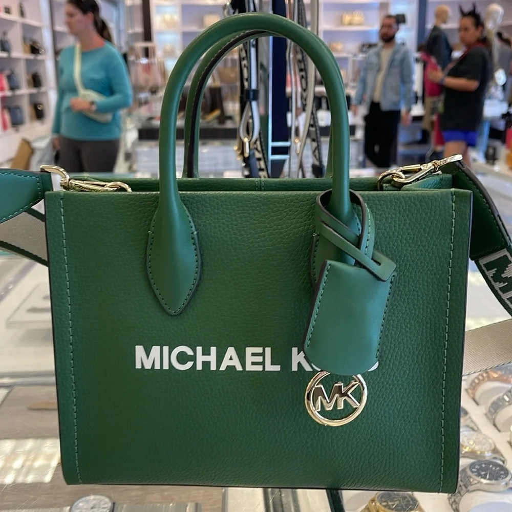 MICHAEL KORS Mirella Small Pebbled Leather Crossbody Bag Fern Green NWT